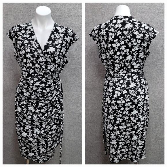 LARK & RO WRAP DRESS WITH FLORAL PRINT, SIZE L - Picture 1 of 7